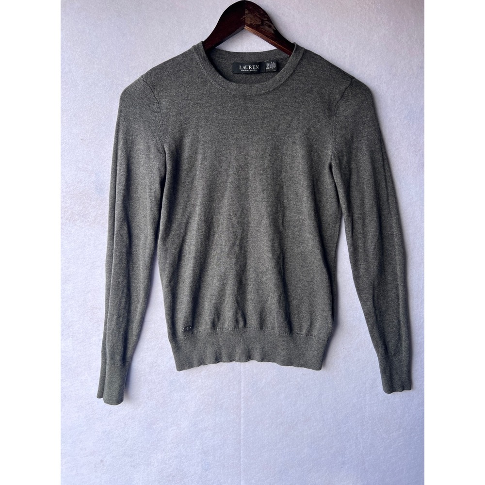 Lauren Ralph Lauren Gray Cotton Modal Crewneck Sweater Womens XS Z44